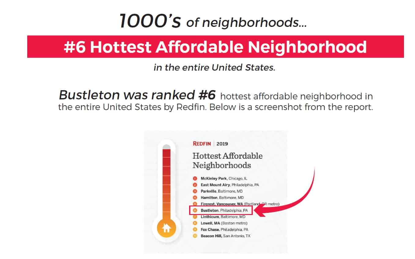 Bustleton staat in de top 10 van populairste buurten in de VS.