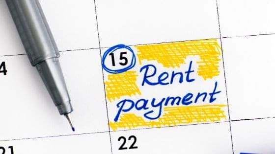 calendar showing rent payment due