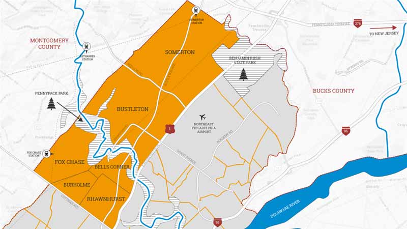 Lejano vs cercano noreste de Filadelfia | Mapa del noreste de Nar | phllyaptrentals.com