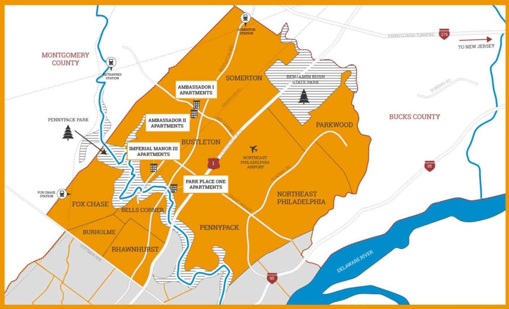 Far vs Near Northeast Philadelphia | Χάρτης | philyaptrentals.com