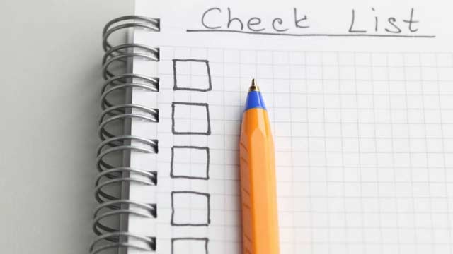 Graph paper showing a checklist