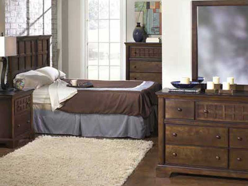 River Loft bedroom furniture featuring bed and dressers