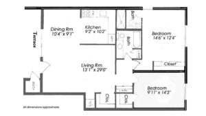 Sheffield 2 Bedroom 1 Bath Apartment First Floor Ambassador 1 Apartments
