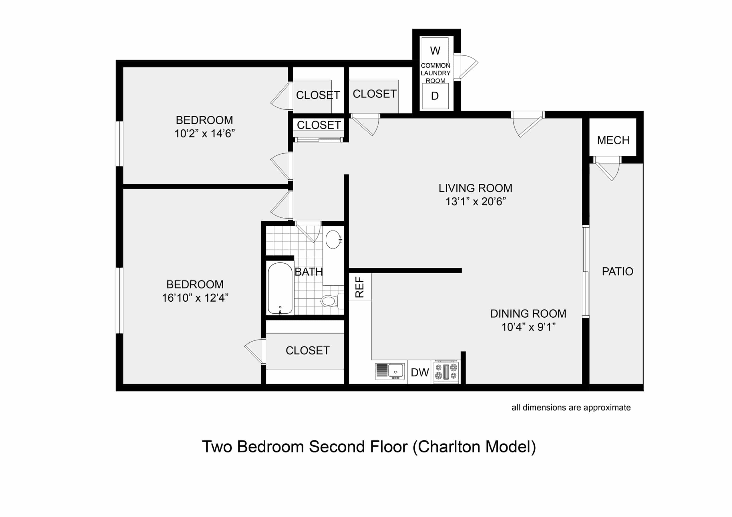 Charlton 2 Bedroom 1 Bathroom Apartment 2nd Floor Ambassador 1 Apartments