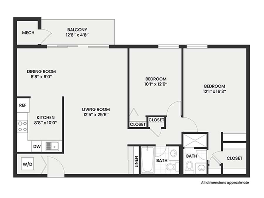 Brown 2 Bedroom 2 Bathroom Floor Plan Imperial Manor III Apartments