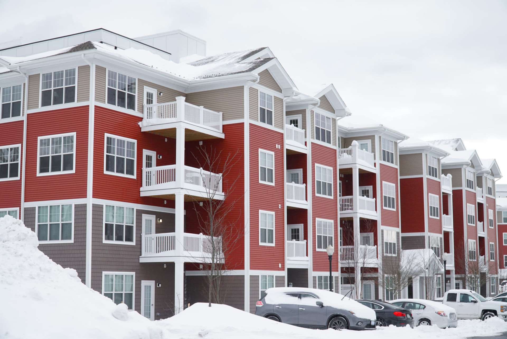 apartment complex in the winter