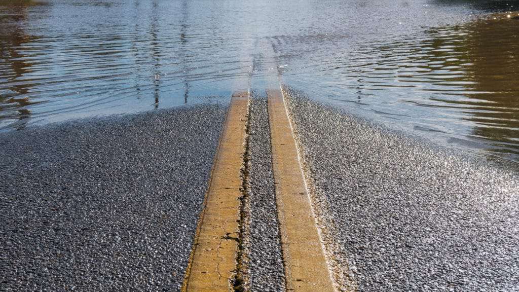 water flooding on pavement