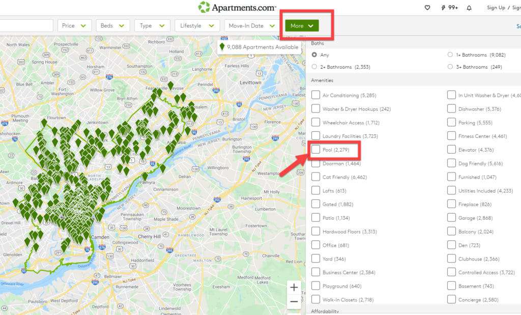 How To Find an Apartment With a Swimming Pool | map | phillyaptrentals.com 