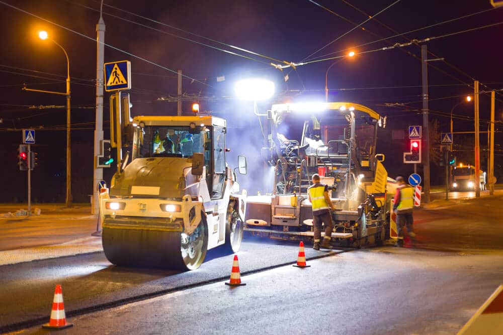 Blackout Shades are Ideal for Night Workers | Road Paving Crew at Night | www.phillyaptrentals.com 