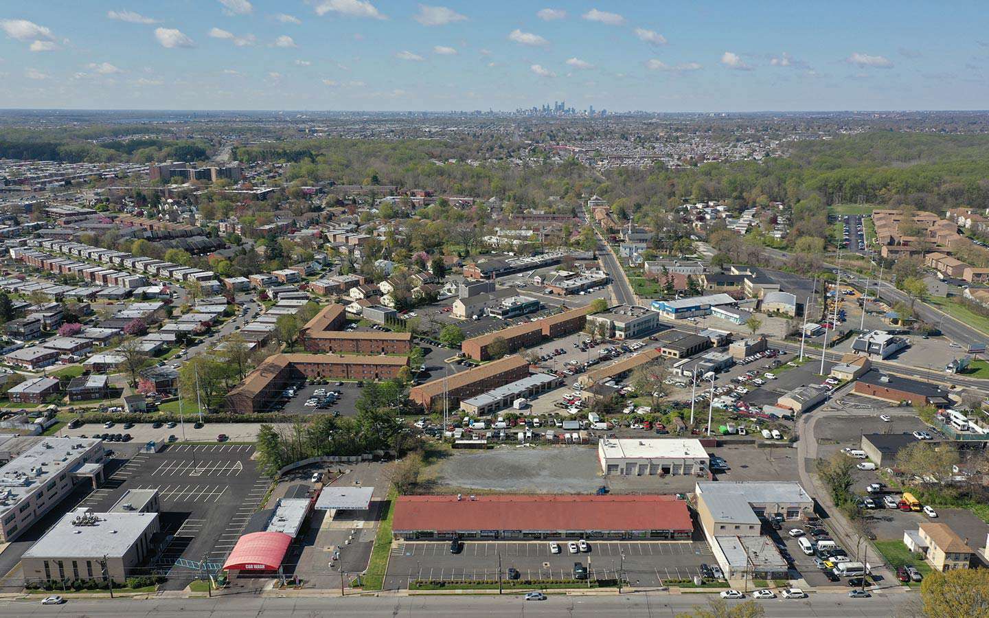 Luchtfoto van een wijk in Noordoost-Philadelphia