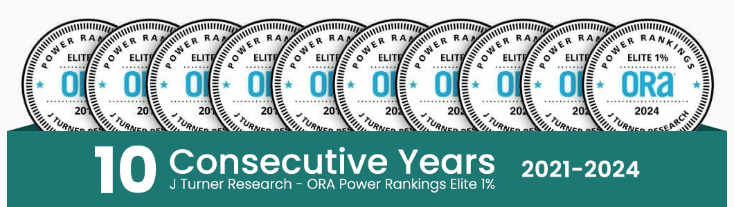 ORA Power Rankings Winner 10 consecutive years. 2015-2024