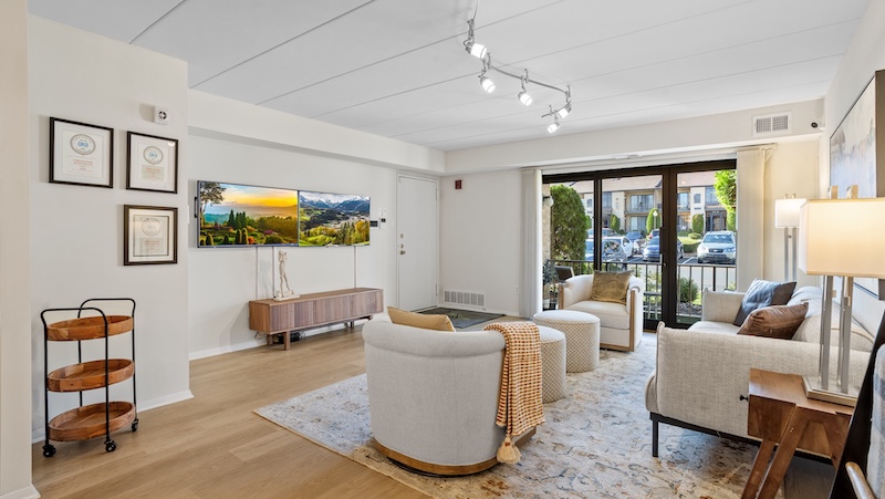 Interior living room and dining area of Ambassador 1 Apartments